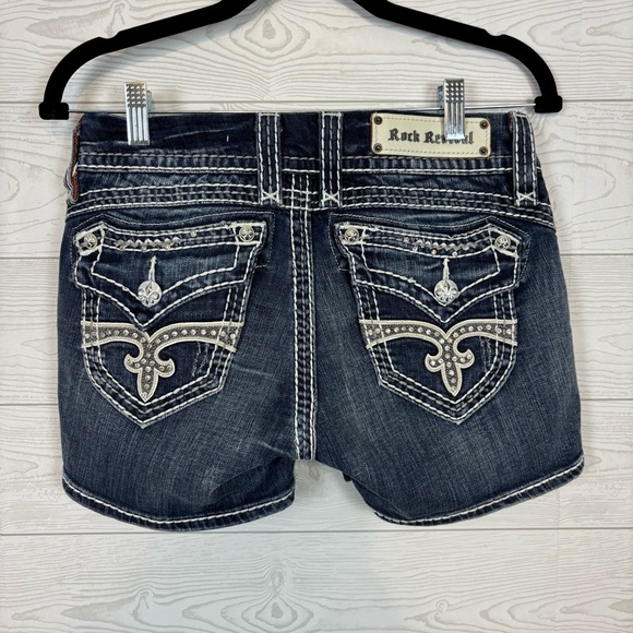 Rock Revival Scarlett Easy Denim Jean Shorts Size 25 White Stitch - Picture 1 of 13